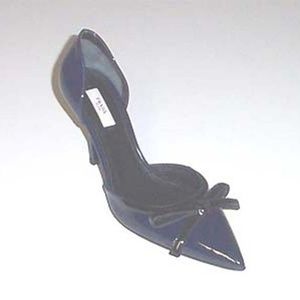 NEW PRADA blue/black patent bow detail pumps 40